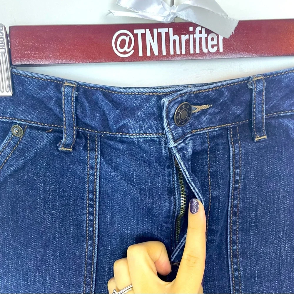 Free People Womens Patch Pocket High Waist Blue Denim Cuff Shorts Size 26 Summer - Picture 3 of 8